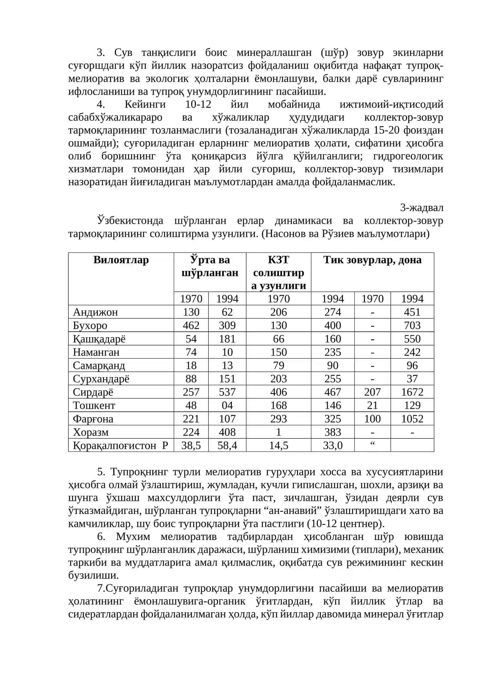 Шўрланган тупроқлар мелиорациясининг долзарб муаммолари 4