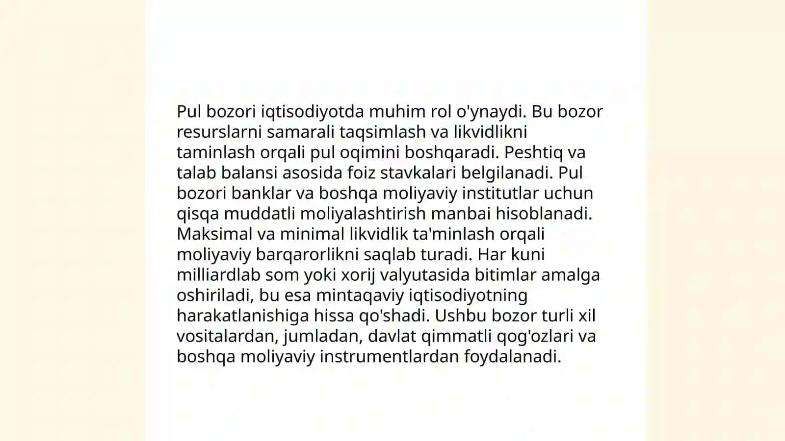 Pul bozori va korxonalar o'rtasidagi hisob kitoblarni tashkil etish 4