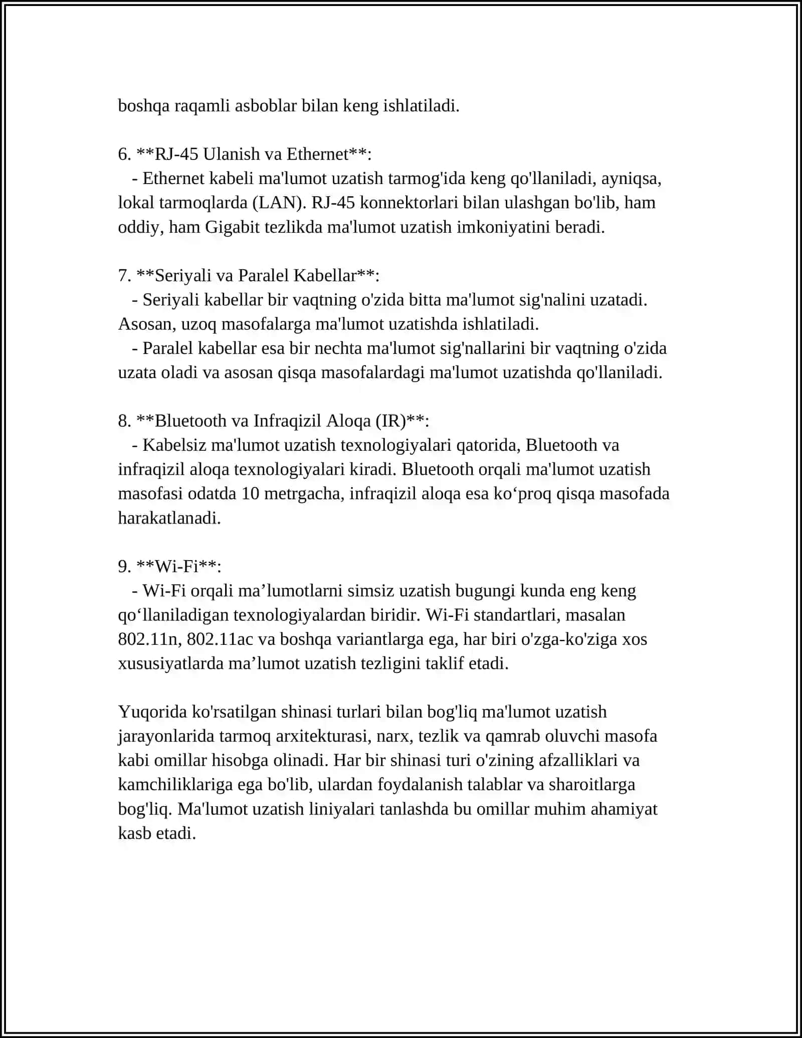 MA’LUMOT UZATISH SHINASI (BUS) VA INTERFEYSLAR 4