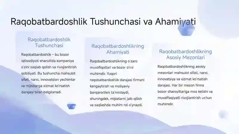 Firmaning  raqobatbardoshligi tahlili 4