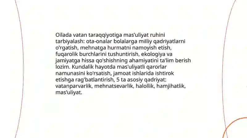 Vatan taraqiyitiga men ham masulman: oila jamiyatning poydevori. 4