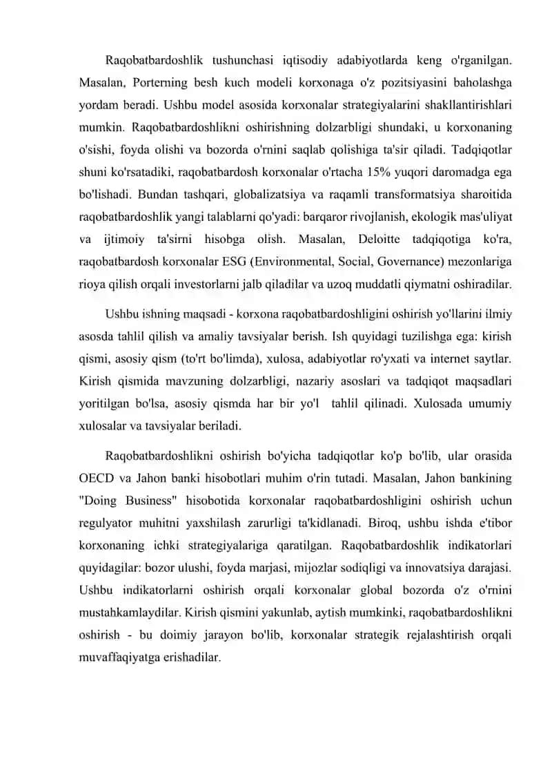 Korxona raqobatbardoshligini oshirish yo'llari 4