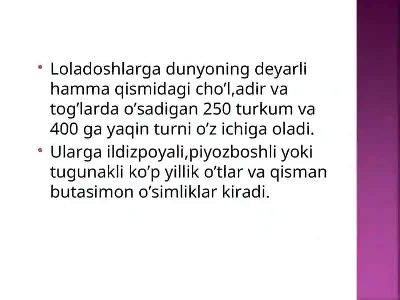 Loladoshlar oilasi va ularning hayot bosqichi 4