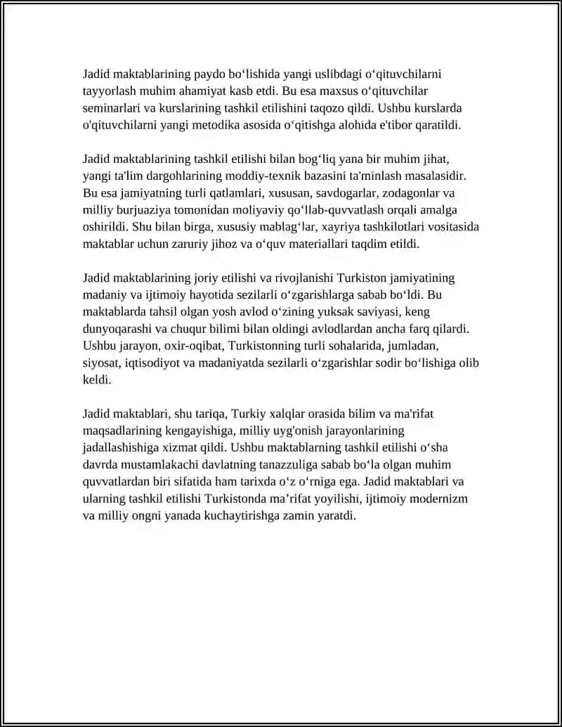 Jadid maktablari va ularning tashkil etilishi Turkistonda 4