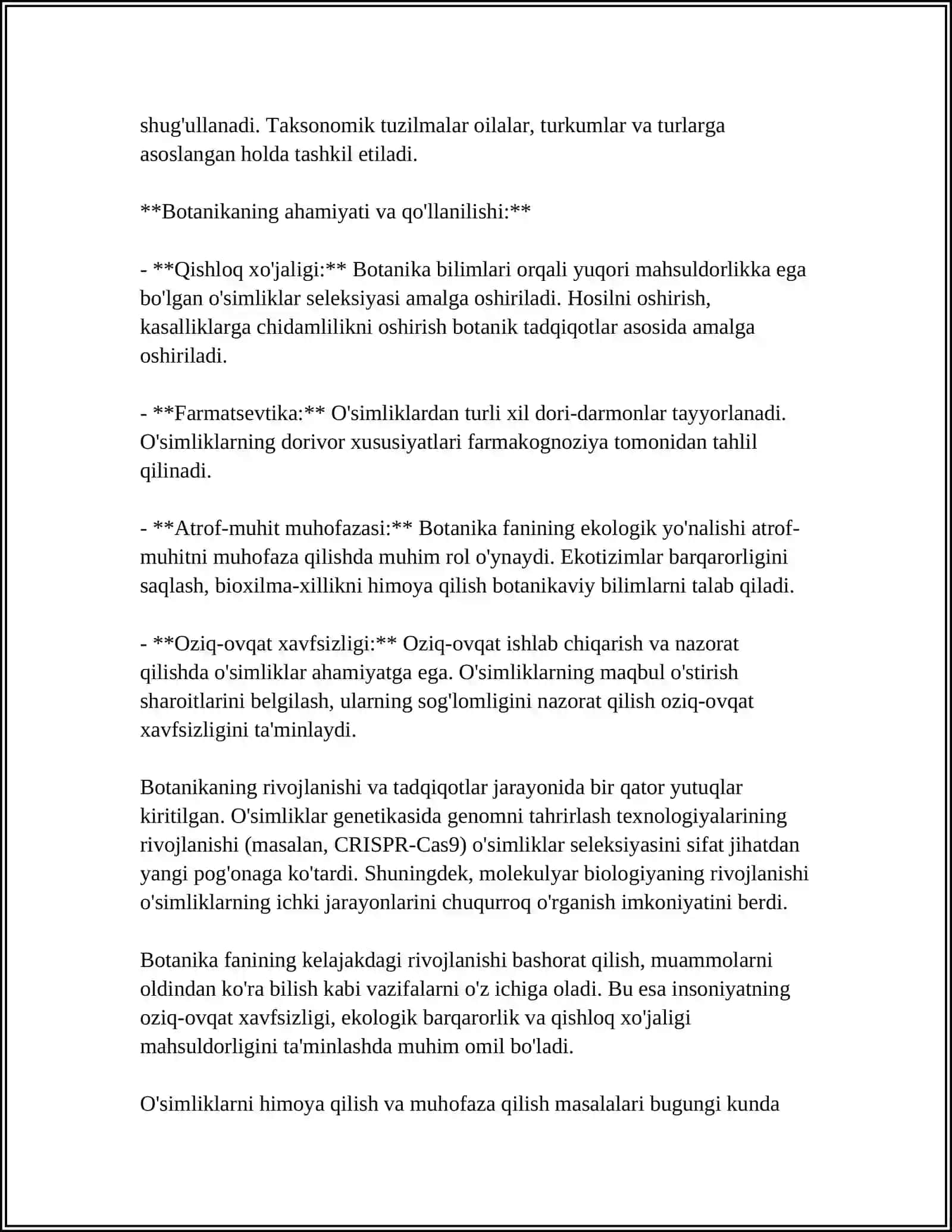 BIR VA IKKI URUGʻ PALLALI OʻSIMLIKLAR, KOʻP YILLIK DARAXTSIMON OʻSIMLIKLAR POYASINING TUZILISHI 4