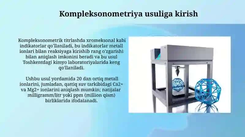 Kompleksonometriya indiyokotorlar metallarning komplekson usuli bilan aniqlash 4