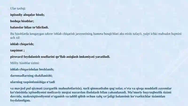 Milliy hisoblar tizimi va makroiqtisodiy koʼrsatkichlar tizimi 4