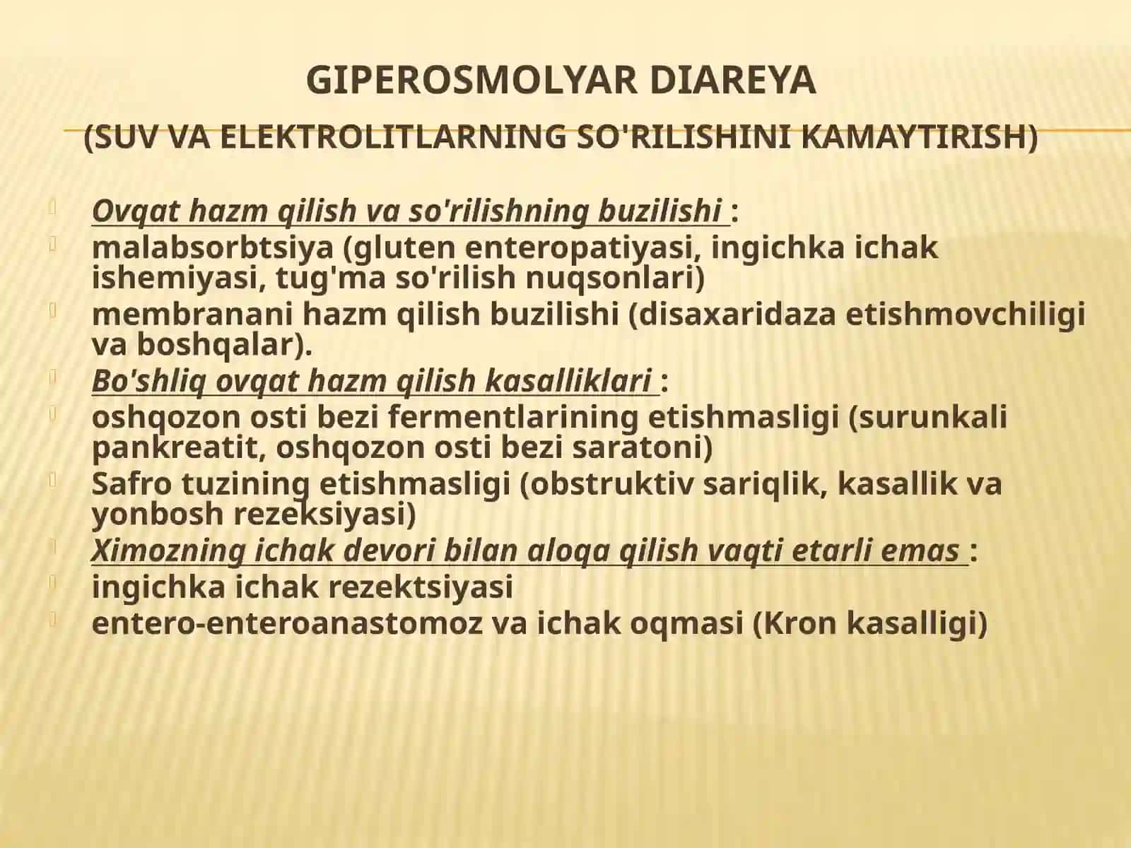 Diareya sindromli kasalliklarni differentsial diagnostikasi va davolash tamoyillari 4