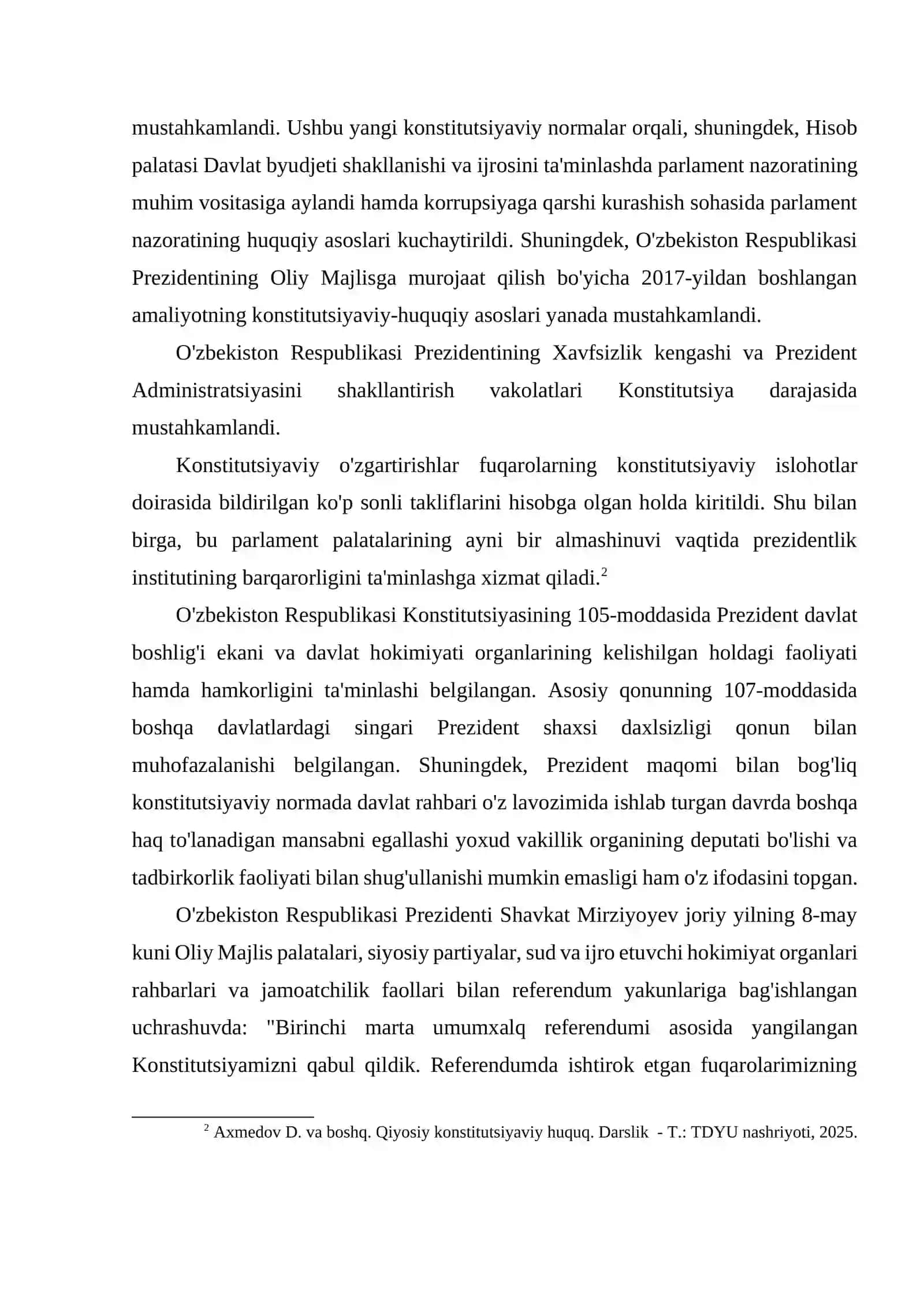 Oʻzbekiston Respublikasi Prezidentining konstitutsiyaviy maqomi 4