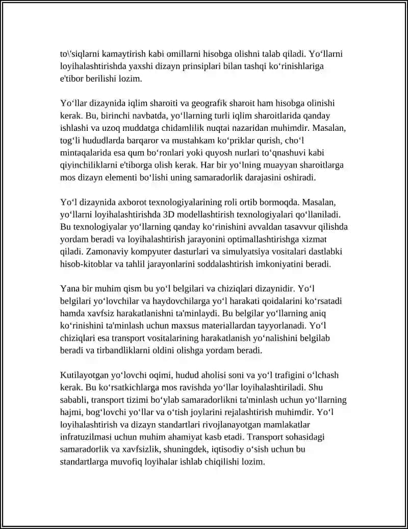 Yo'lovchi loyihalashtirish 4