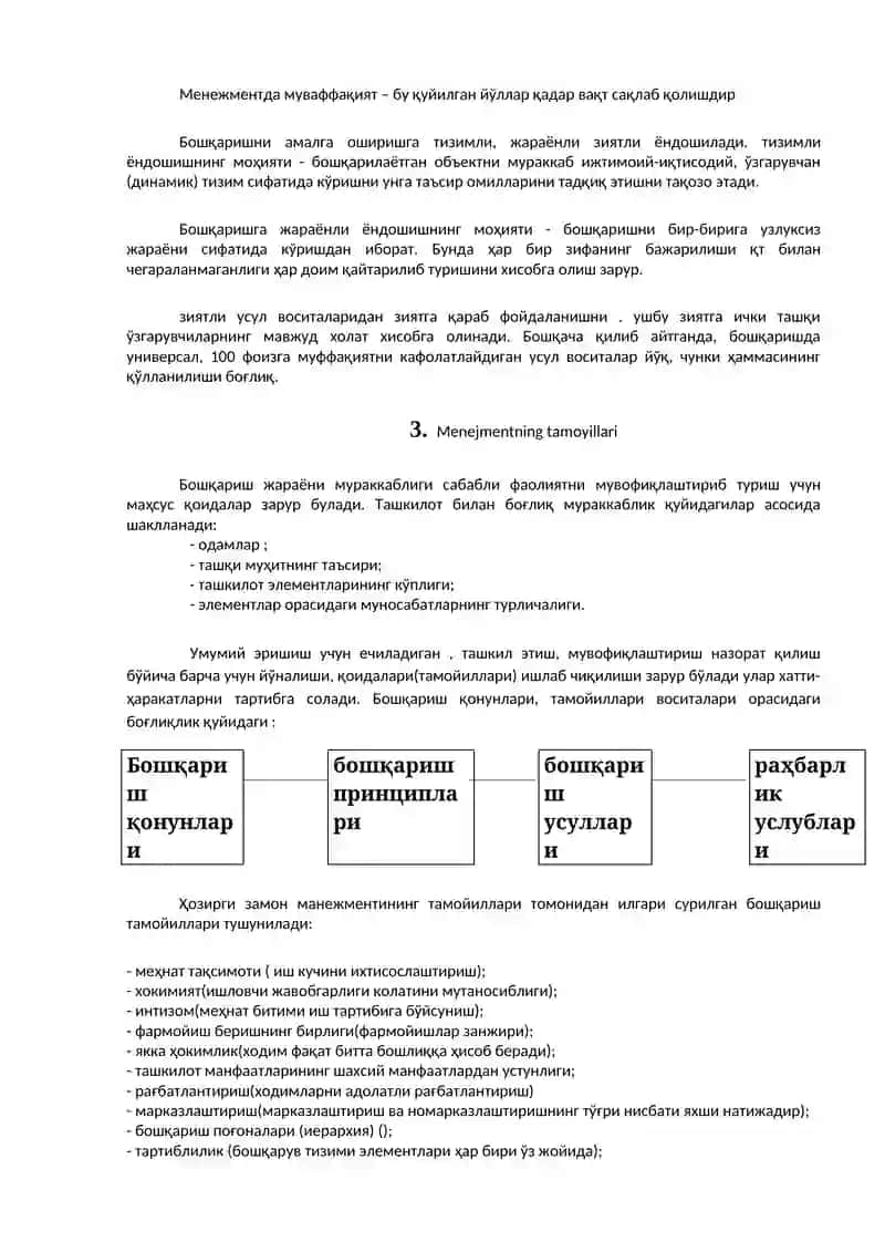 Menejmentning rivojlanishi va asosiy tashkil etuvchilari 4