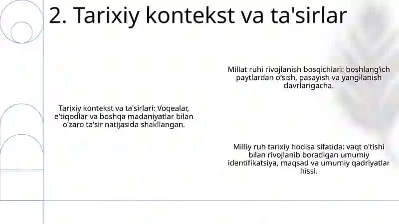 Milliy ma'naviyat tarixiy hodisa sifatida. Milliy ma'naviyatimizning takomil bosqichlari 4