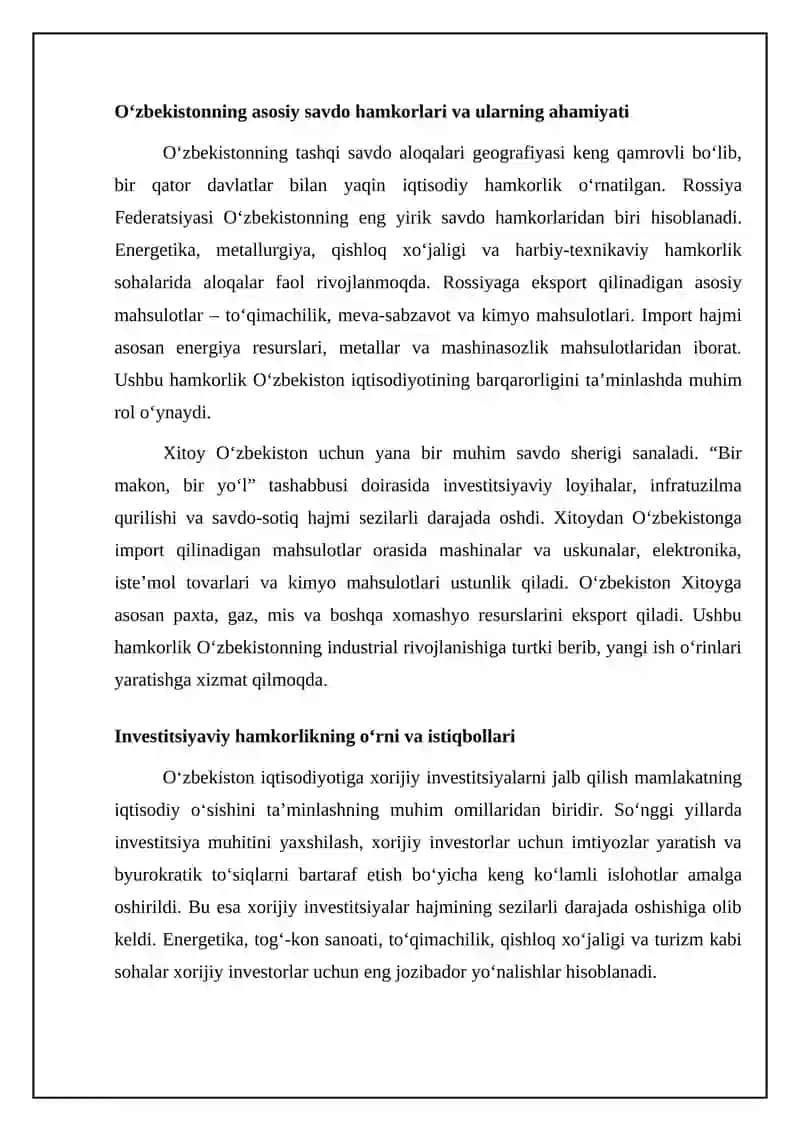 O‘zbekistonning xorijiy mamlakatlar bilan iqtisodiy, siyosiy va madaniy aloqalari 4