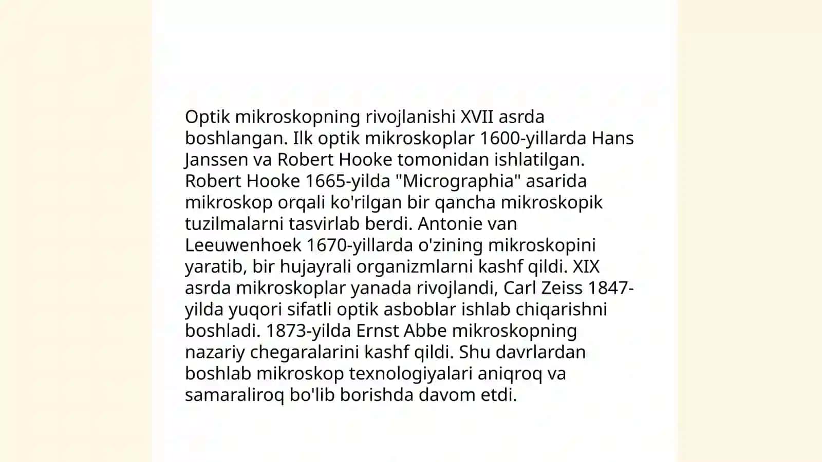 Mikroskop texnikasining rivojlanish tarixi 4