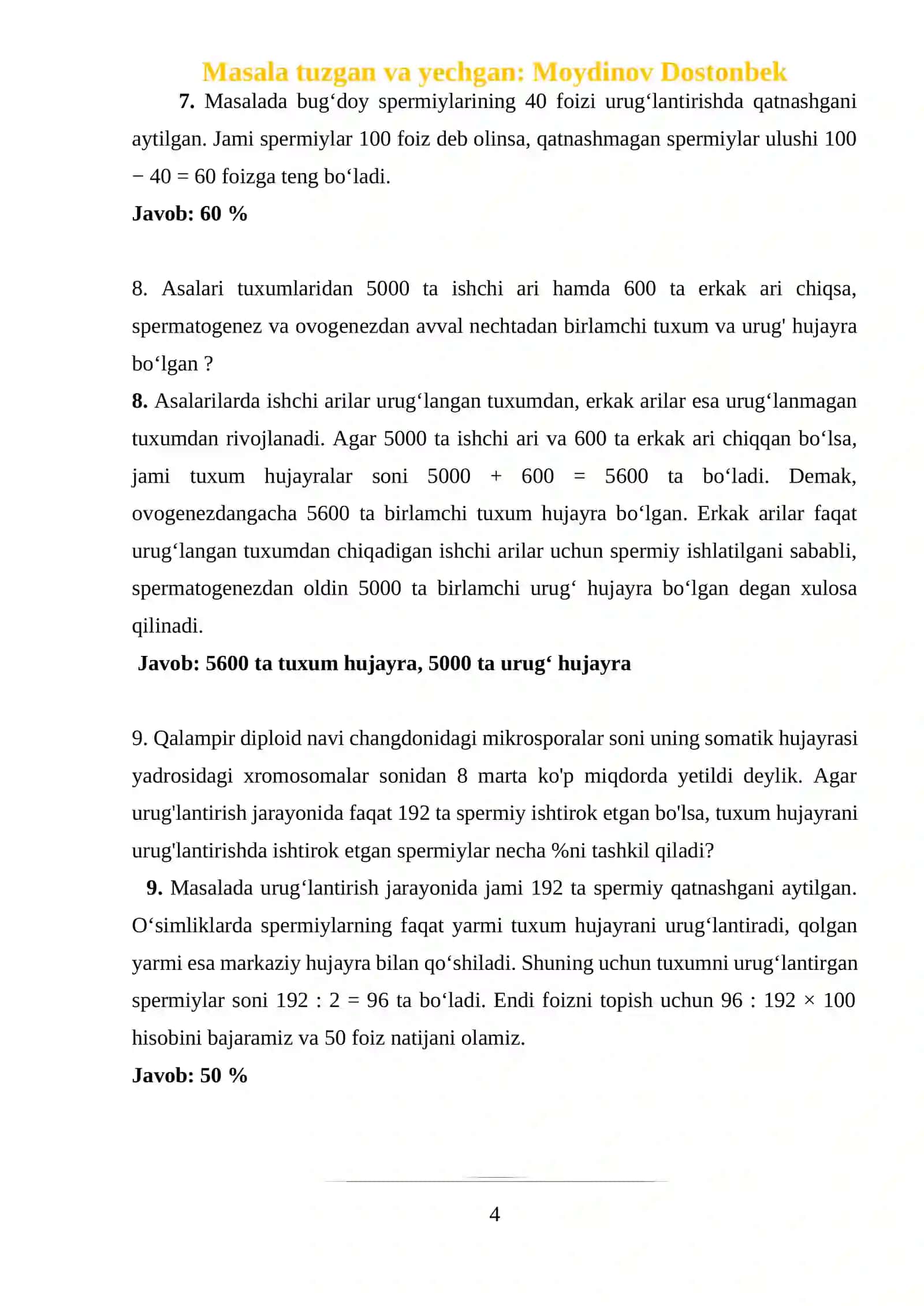 Masalalar va ularning yechimi 4