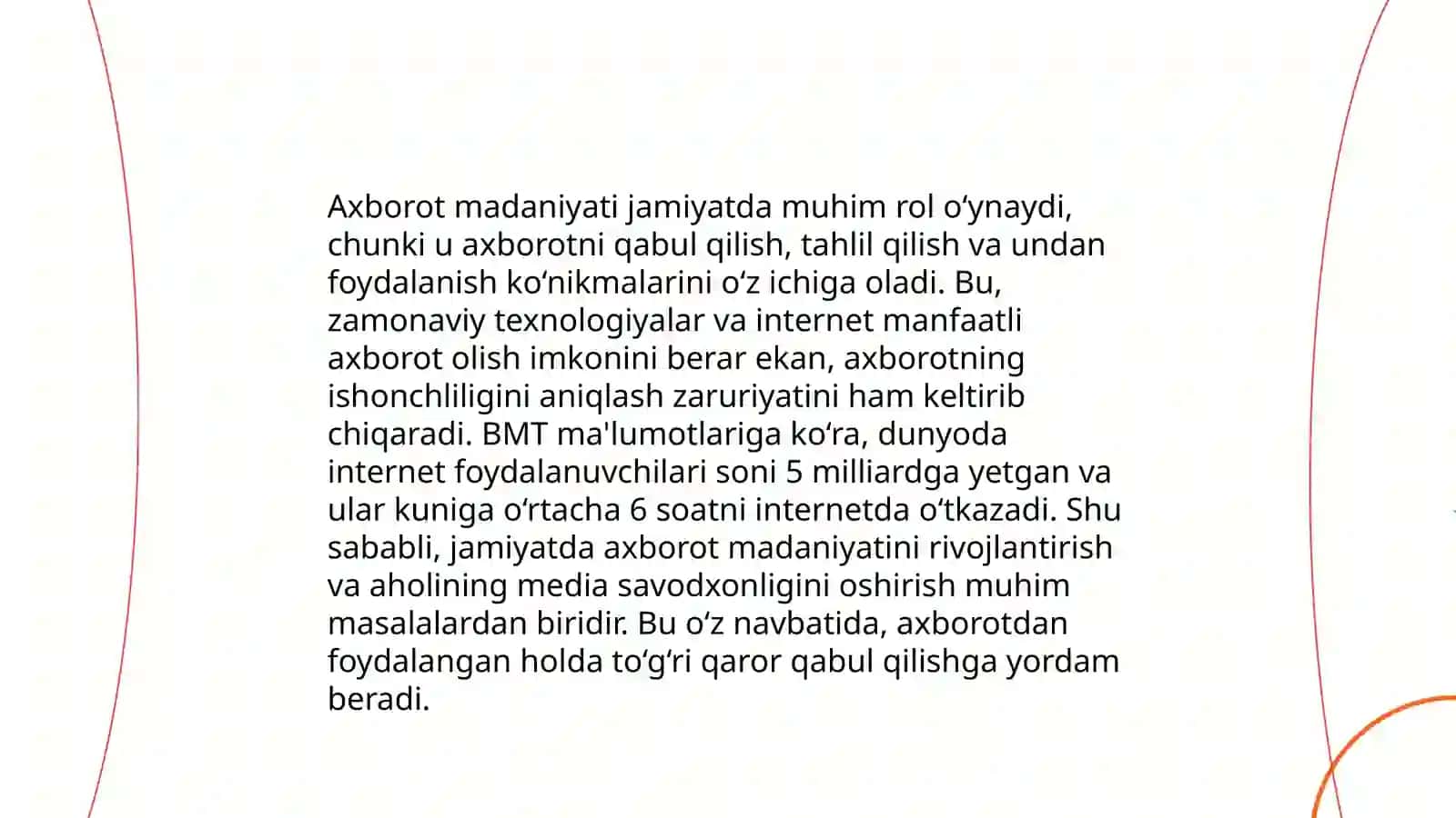 Yangi Òzbekiston,,Media savodxonlik va axborot madaniyati" fanining òrni va ahamiyati 4