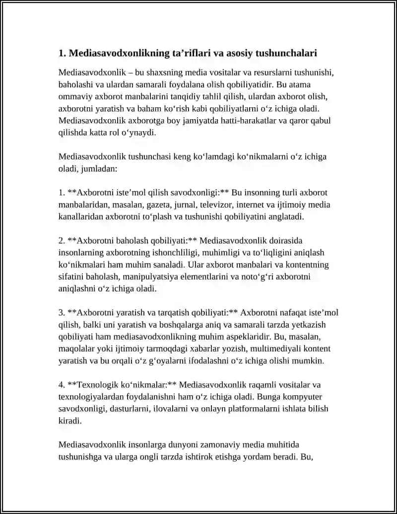MEDIASAVODXONLIK TUSHUNCHASI VA UNING ZAMONAVIY JAMIYATDAGI ROLI 4