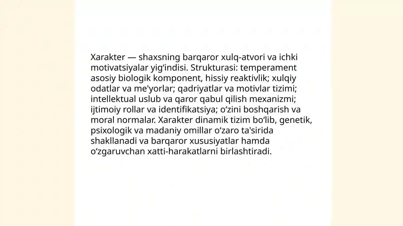 Shaxs muammolari haqida ma'lumot.Xarakter va uning asosiy xususiyatlari 4