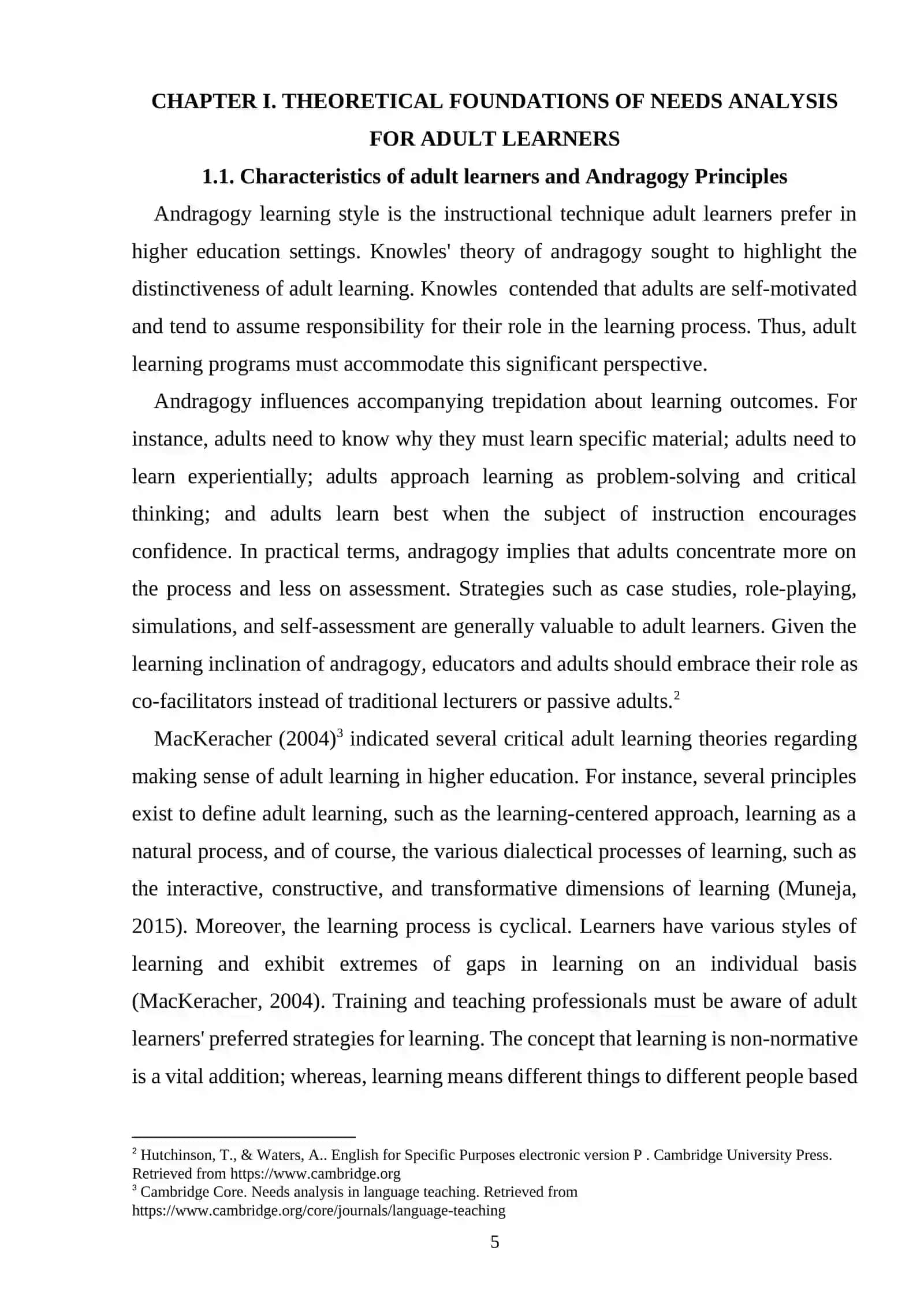 Needs analysis for adult learners 4