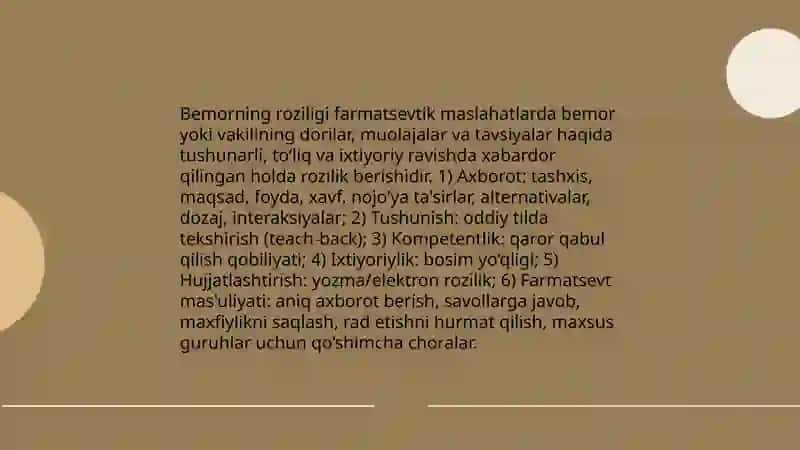 Farmatsevtik yordam korsatish jarayonida bioetikaning vazifalari 4