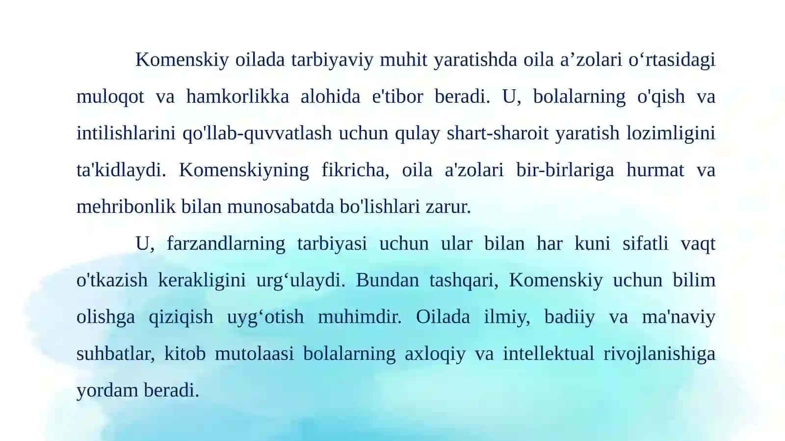 Yan Amos Komenskiyning oila tarbiyaningo’rni haqida 4