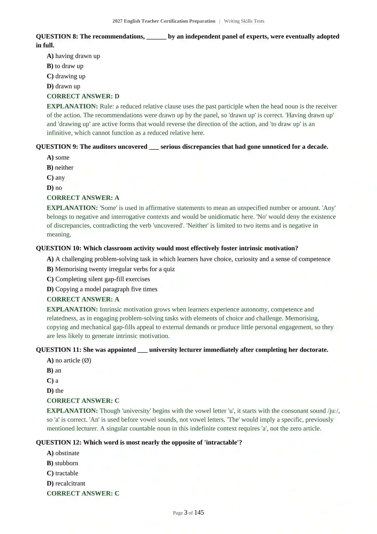 2027 English Teacher Certification Preparation | Writing Skills Tests 4