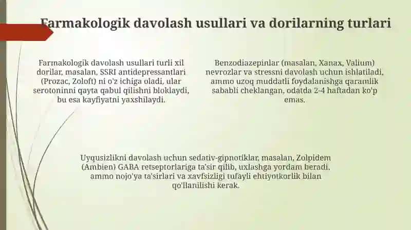 Uyqisizlik, nevroz, stress va depressiya 4