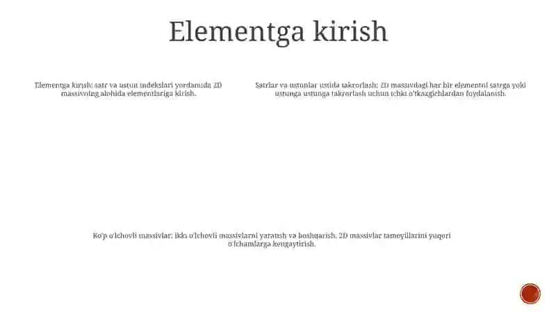 Ikki OʻLchovli Massivlarga Doir Pythonda Dasturlar Tuzish 4