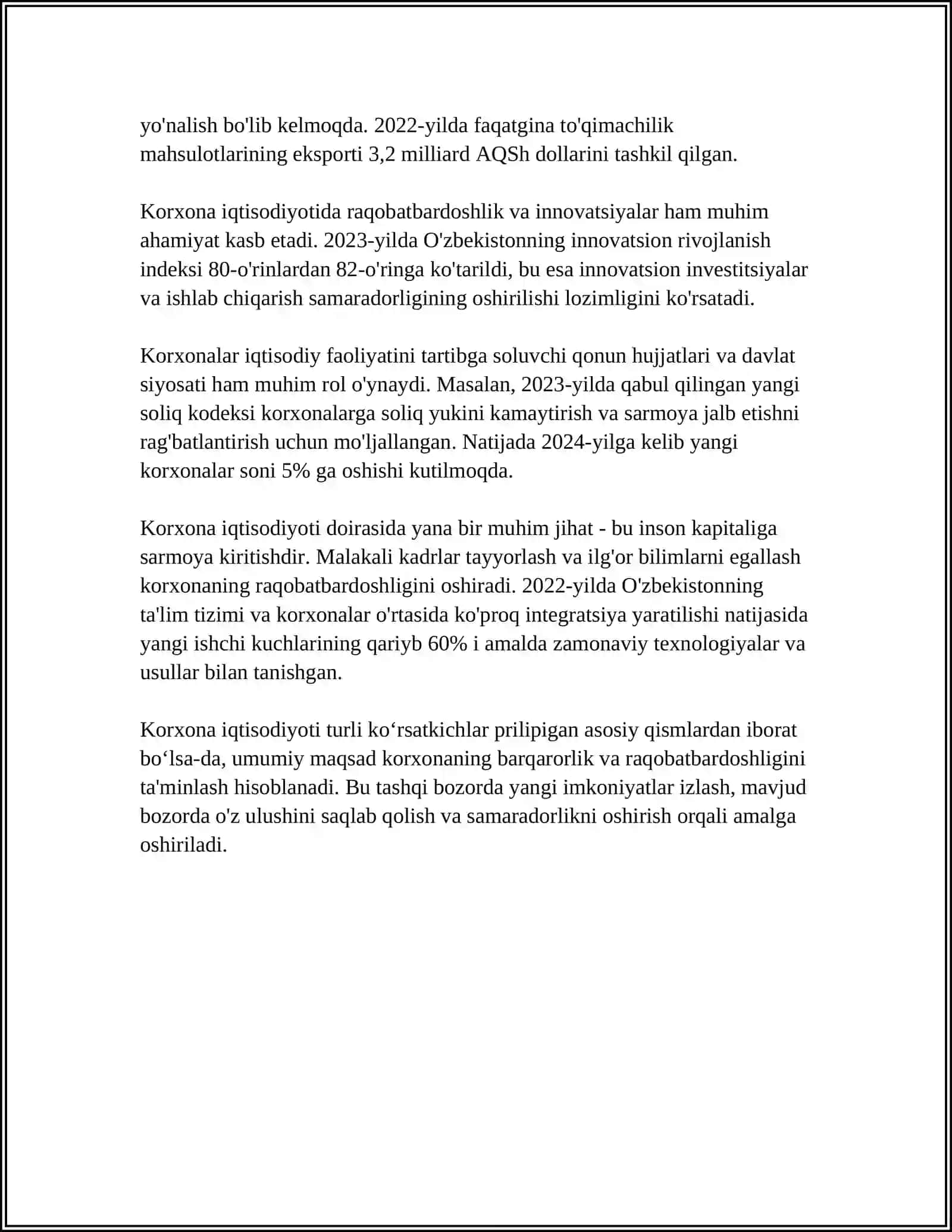BUXORO MUHANDISLIK TEXNOLOGIYA INSTITUTI IQTISODIYOT VA MENEJMENT KAFEDRASI 4