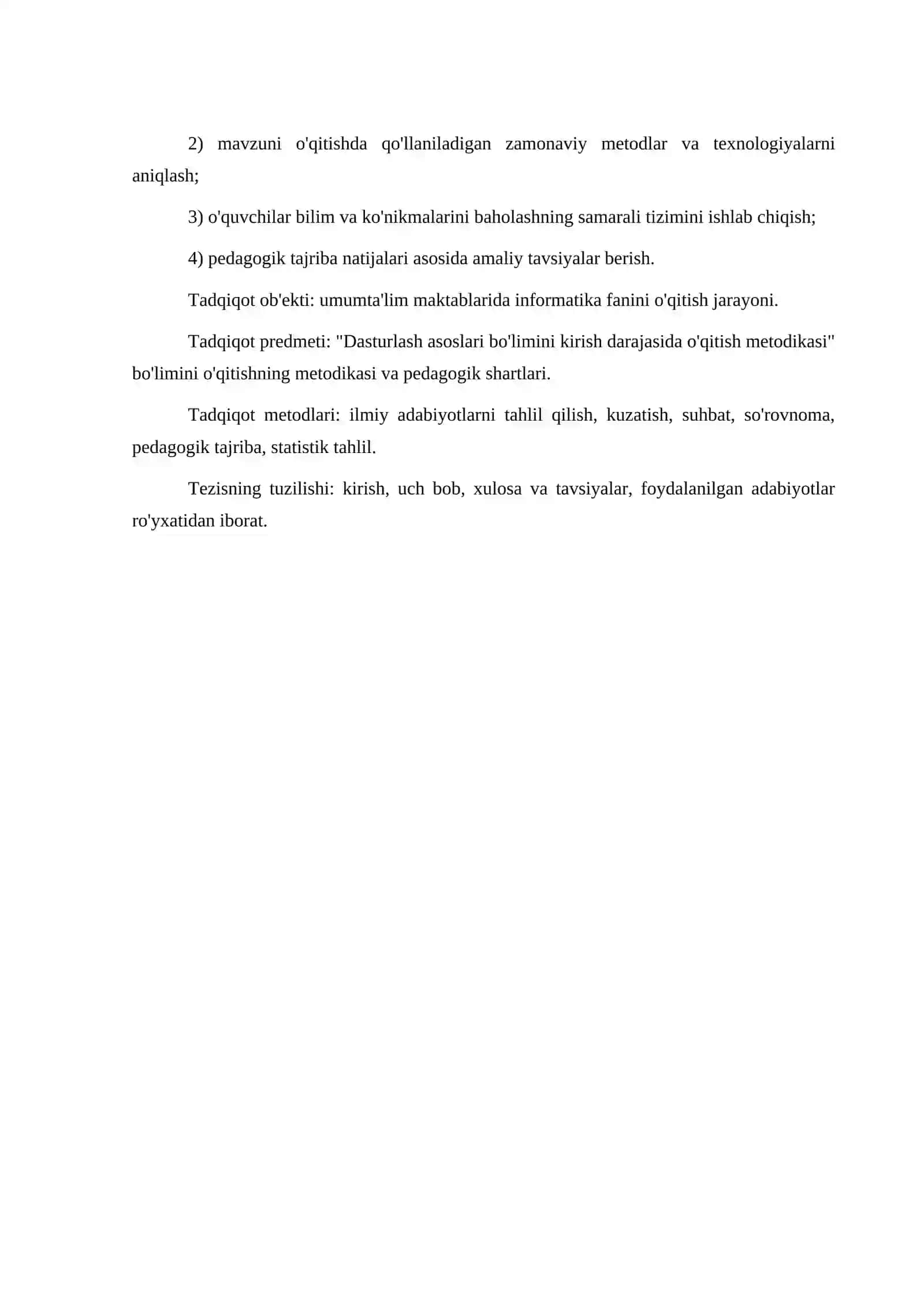 DASTURLASH ASOSLARI BO'LIMINI KIRISH DARAJASIDA O'QITISH METODIKASI 4