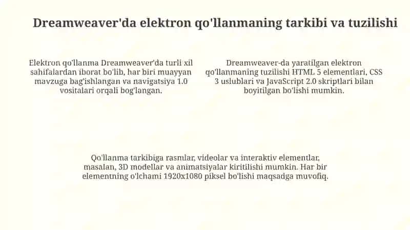 Dreamweaver'da elektron qo'llanmalarni yaratishga kirish 4