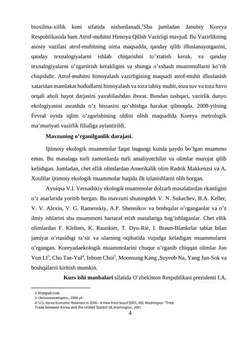Koreya Respublikasida ekologik muammolar va ularni bartaraf etishning iqtisodiy yo’llari 4