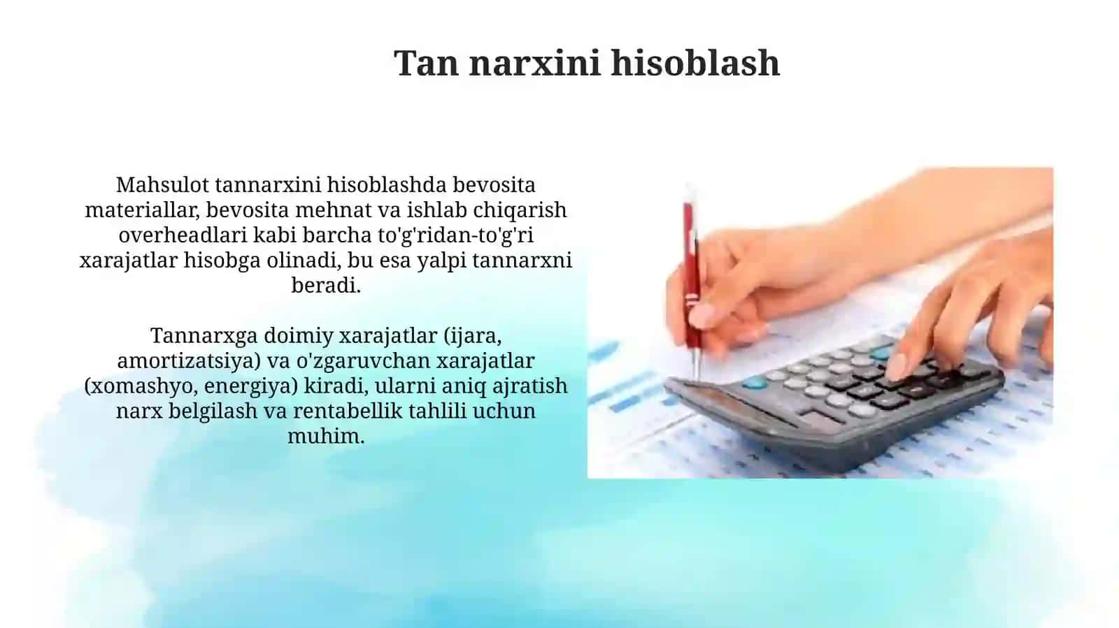 Ishlab chiqarish xarajatlari va foyda 4