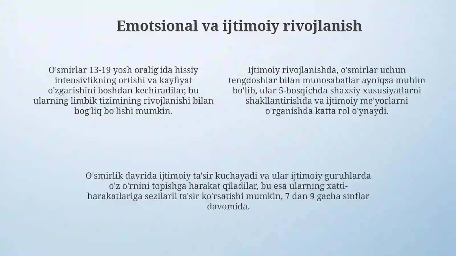 O'smirlik davrida psixik rivojlanish xususiyatlari 4