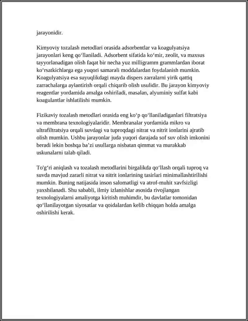TUPROQ VA SUVNING IFLOSLANISHIDA ION BOSHLANISHLI BIRIKMALARNI ANIQLAB ULARDAN TOZALASH USULINI ISHLAB CHIQARISH 4