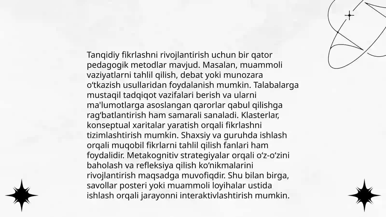 Tanqidiy fikrlashni rivojlantiruvchi ta'lim texnologiyalari 4