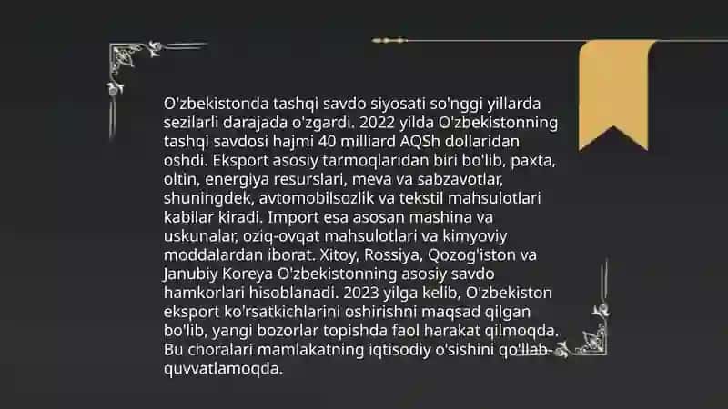 O'zbekistonda tashqi iqtisodiy faoliyatning davlat tomonidan tartibga solinishi 4