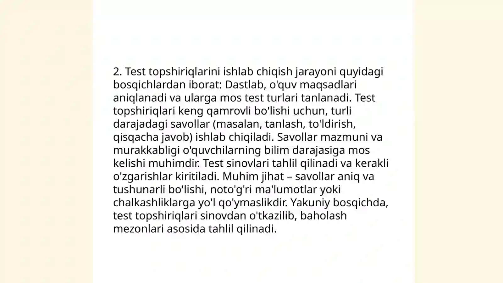 Test sinovlarini yozish va tekshirish 4