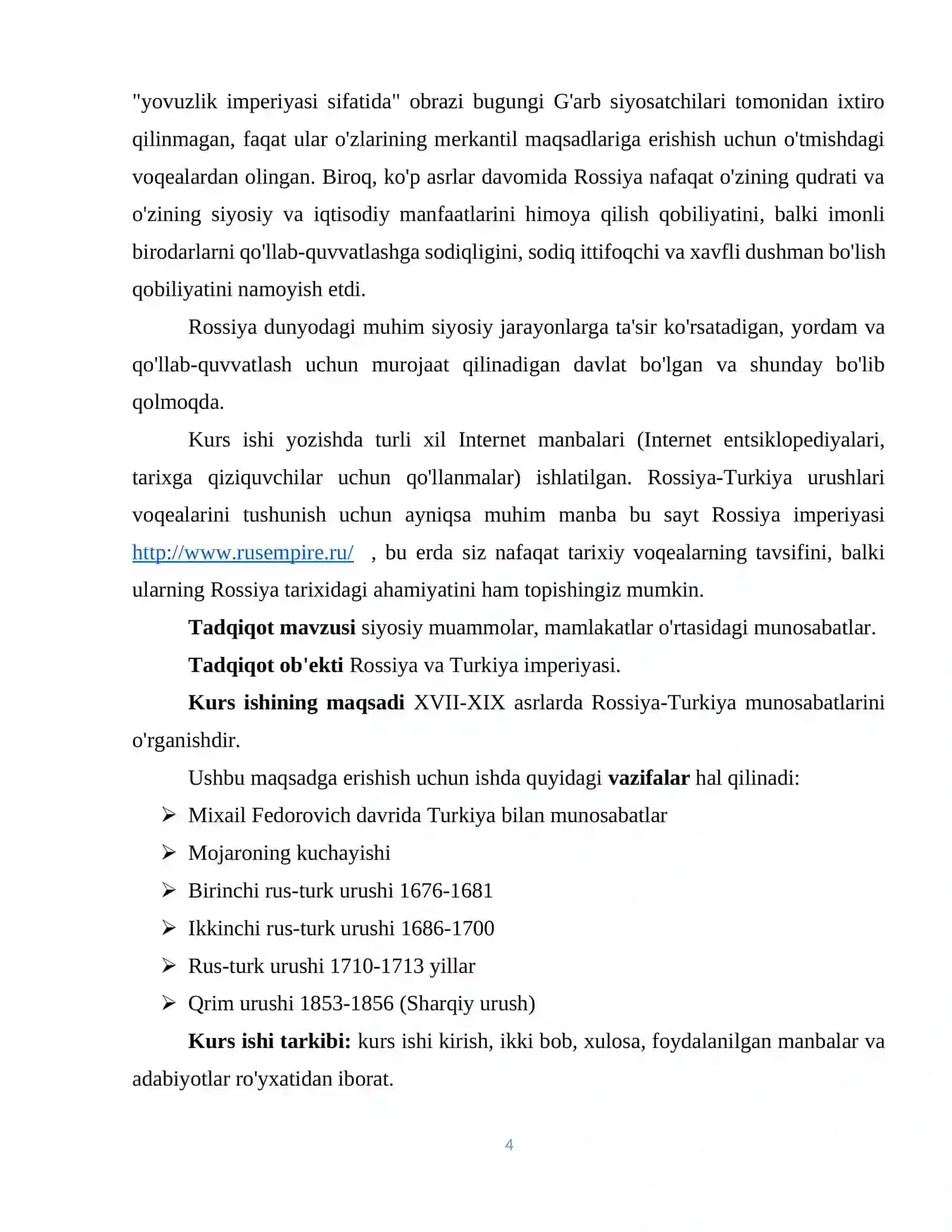 XVII-XIX asrlarda Rossiya-Turkiya munosabatlari 4
