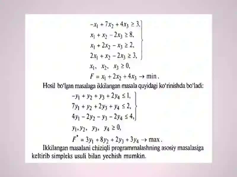 Chiziqli programmalashtirishda ikkilanish nazariyasi 4