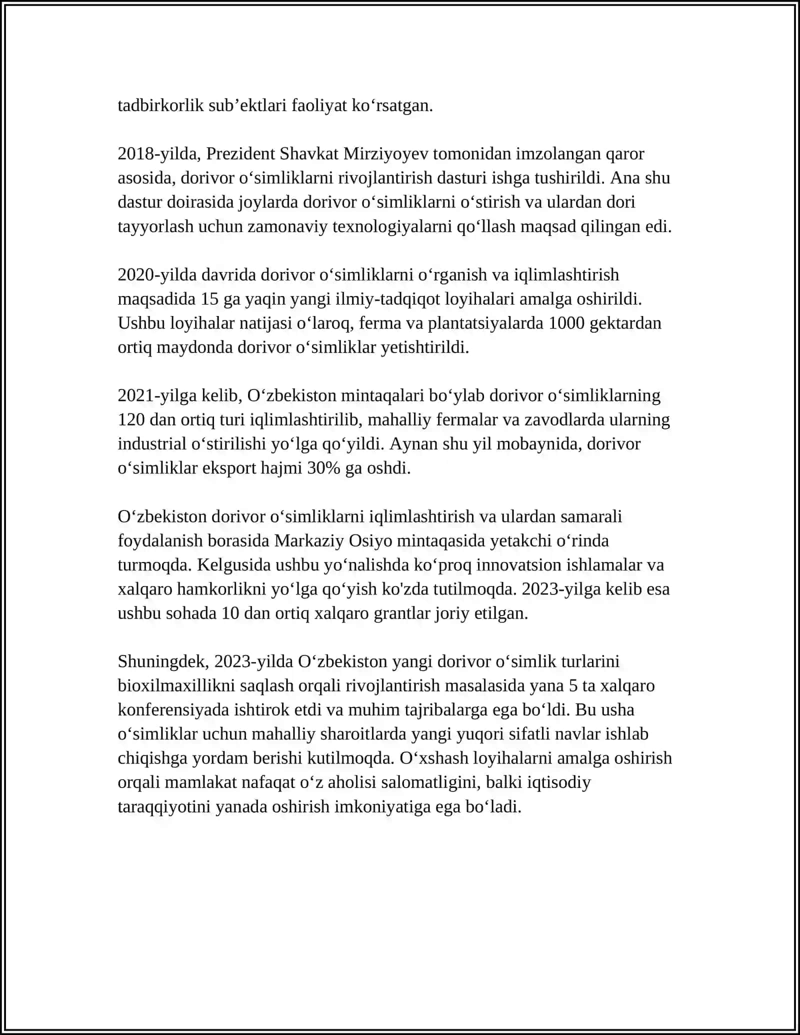 ÒZBEKISTONGA IQLIMLASHTIRILGAN DORIVOR ÒSIMLIKLAR VA ULARNING BIOEKALOGIK XUSUSIYATLARI 4