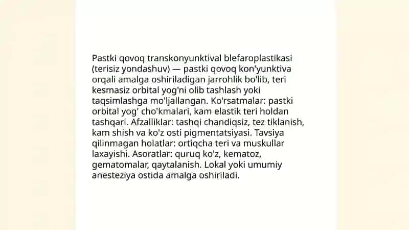 Yuqori qovoq blefaroplastikasi (estetik qirqim) 4