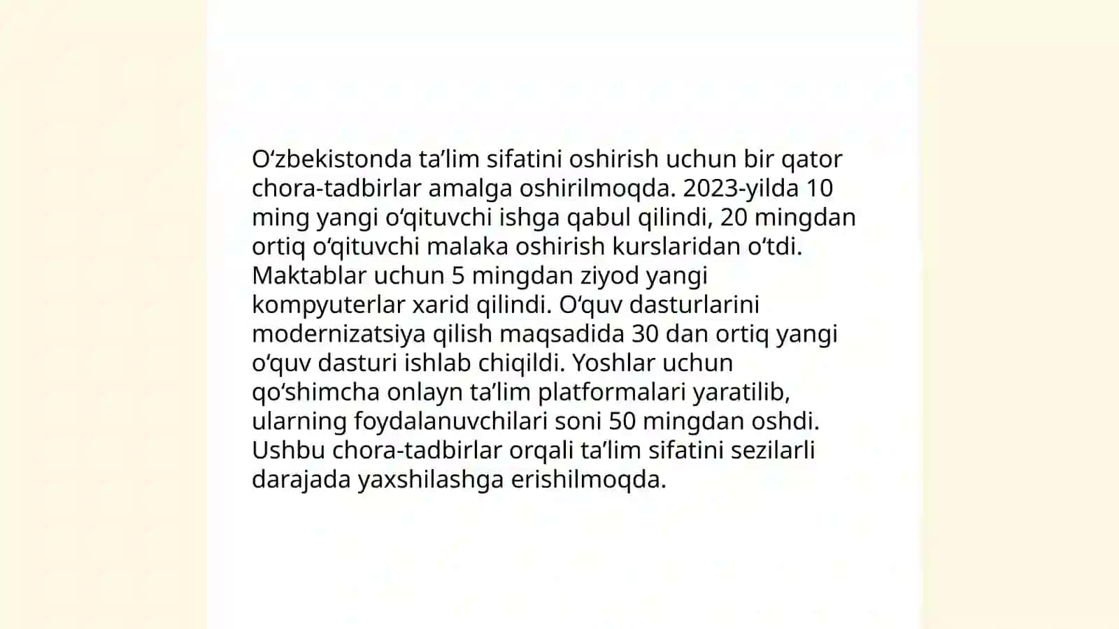 Boshlang‘ich va umumiy o‘rta ta’lim tizimidagi islohotlar 4