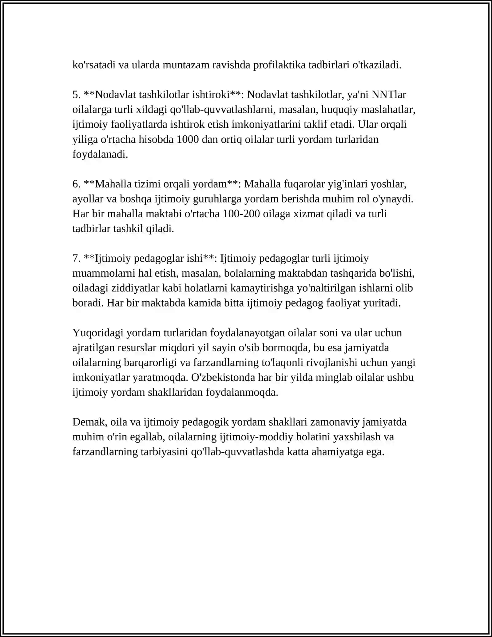 MUSTAQIL ISH Mavzu: OILAGA IJTIMOIY PEDAGOGIK YORDAM SHAKLLARI 4