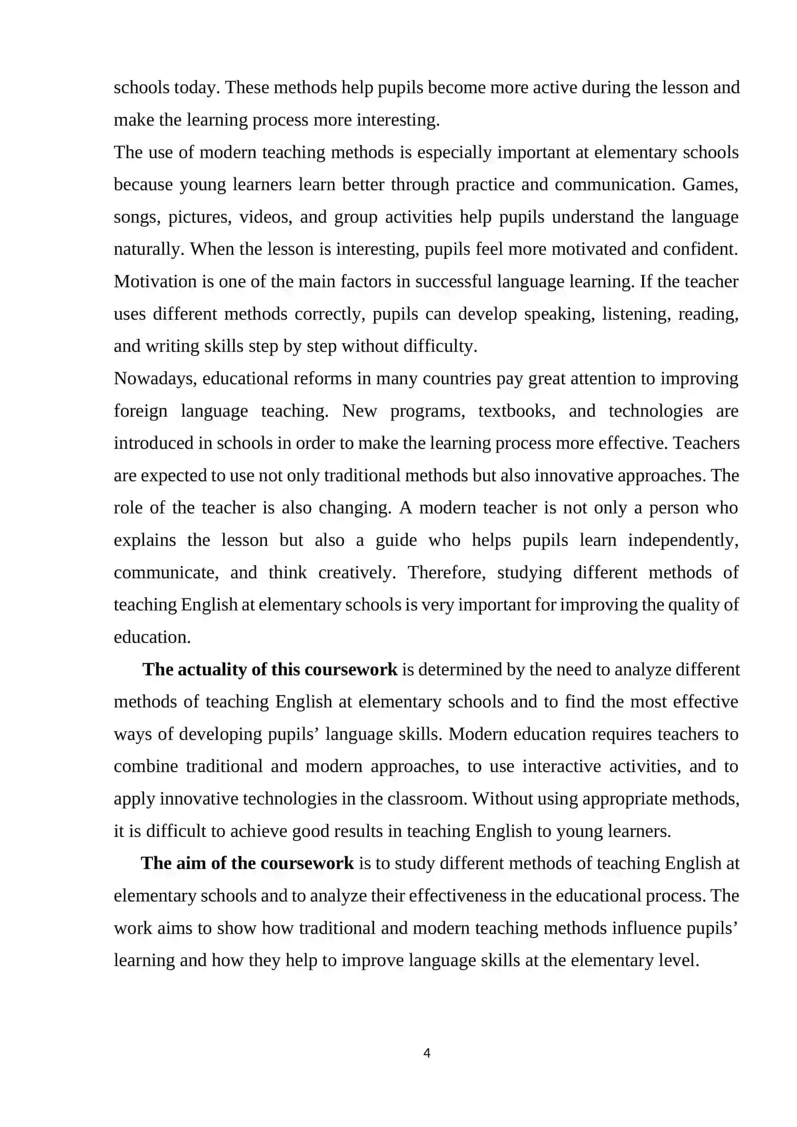 THEME: DIFFERENT METHODS OF TEACHING ENGLISH AT ELEMENTARY SCHOOLS 4