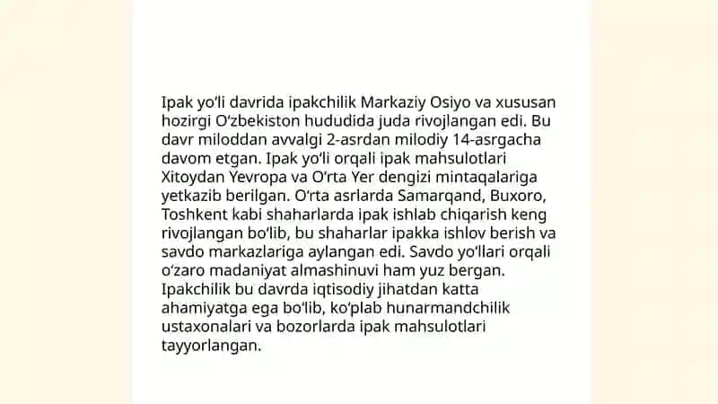 Ipakchilikning rivojlanish boshqichlari 4