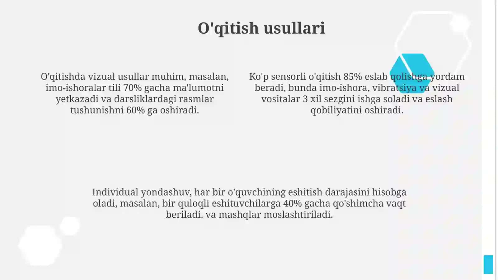 Zaif eshituvchi maktabida darslarda qatnashish 4