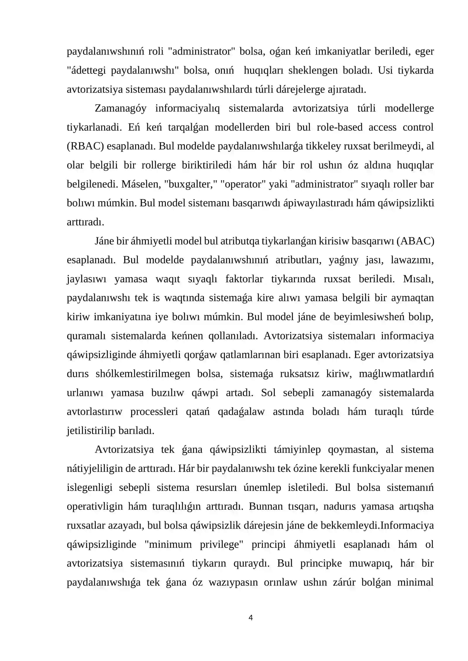 Avtorizaciya - sistemanıń belgili bir resurslarına ruxsat beriw huquqı 4