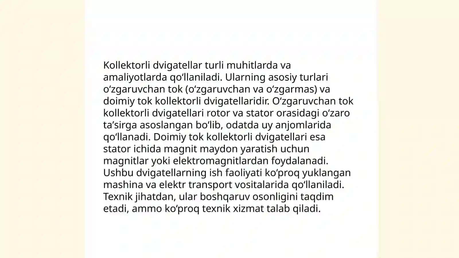 Kollektorli dvigatellarni elektromexanik MXK asboblari va mashinalarida qo'lanish turlari 4