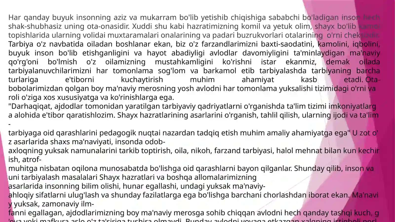 SHAYX MUHAMMAD SODIQ MUHAMMAD YUSUF ijodiy merosining ta’lim tarbiyaviy ahamiyati 4